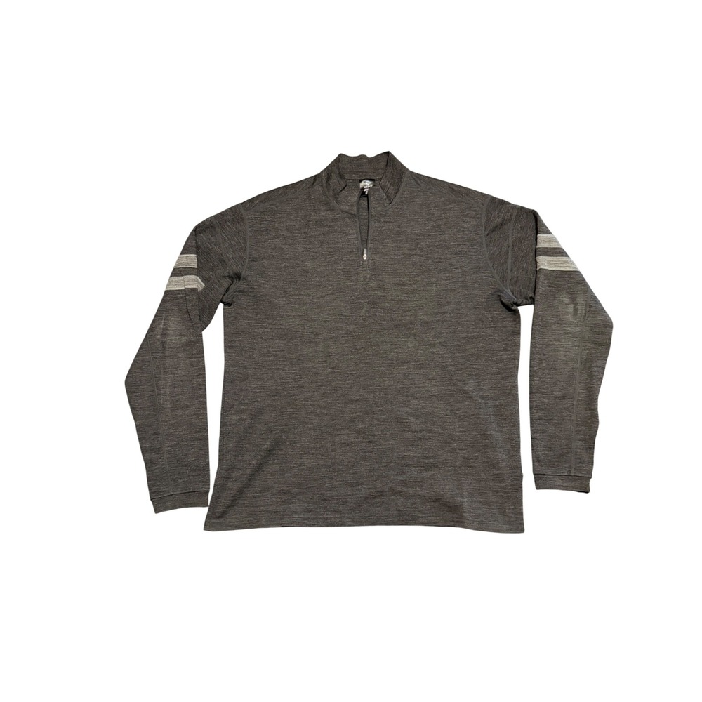 Kuhl Interceptr 1/4 Zip Pullover Mens XXL Charcoal Gray 100% Merino Wool Striped